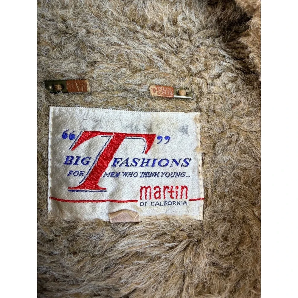 Vintage Martin of California Corduroy Jacket Mens XL Tan Faux Fur Lined Coat Y2K